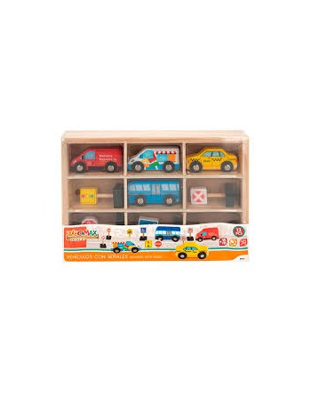 WOOMAX-SET VEHICULOS MADERA...